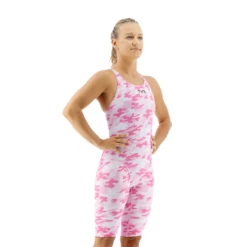 TYR Thresher Camo Pink Open Back Knee Race Suit