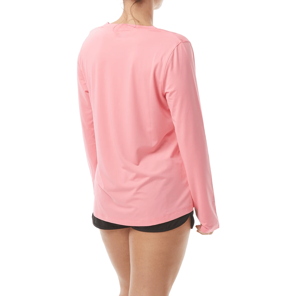 TYR Womens SunDefense Coral Long Sleeve Shirt 4 TYR Womens SunDefense Coral Long Sleeve Shirt - Image 2